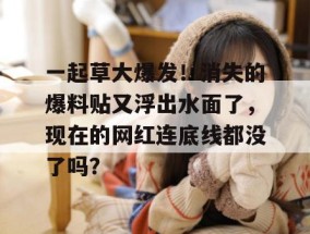一起草大爆发！消失的爆料贴又浮出水面了，现在的网红连底线都没了吗？