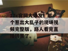 17c官网大爆发！那个惹出大乱子的现场视频完整版，路人看完直接转黑了。