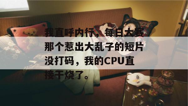 我直呼内行，每日大赛那个惹出大乱子的短片没打码，我的CPU直接干烧了。  第1张